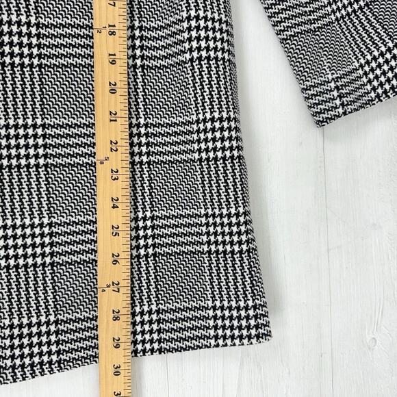 Ann Taylor Blazer Coat Sz M Houndstooth Plaid Mid-Length Lined Open Front Jacket - Picture 14 of 15